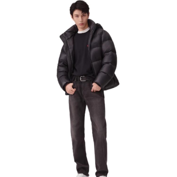 Levis Minimalist Soft Fashionable Comfortable Padded Down Jacket Men Outerwear Blue Black 002ND-0000