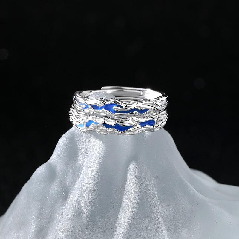Original Sea Withered Rocks Rotten Couple Ring Niche Design High-end Ring Valentine's Day Gift