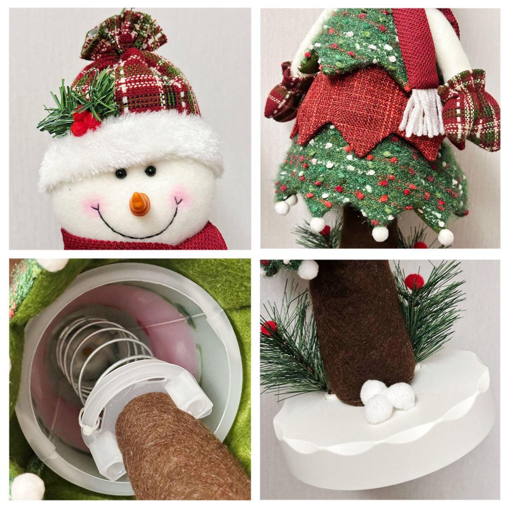 Luminous Christmas Wobbly Figurines with Retractable Spring - Santa Claus & Snowman Decoration for Home & Supermarket Atmosphere