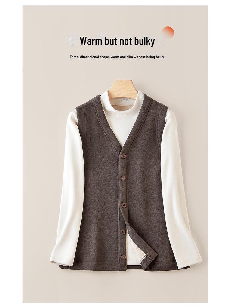 Ultra-Warm Silk Wool Vest: Women's Autumn & Winter Plush Cardigan for Middle-Aged & Elderly