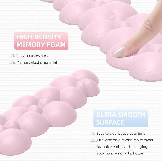 17 in Cloud Keyboard Wrist Rest, 3Pcs Mouse Pad Wrist Support Set with Ergonomic Memory Foam, Coaster Anti-Slip Base, Palm for Home Office Laptop