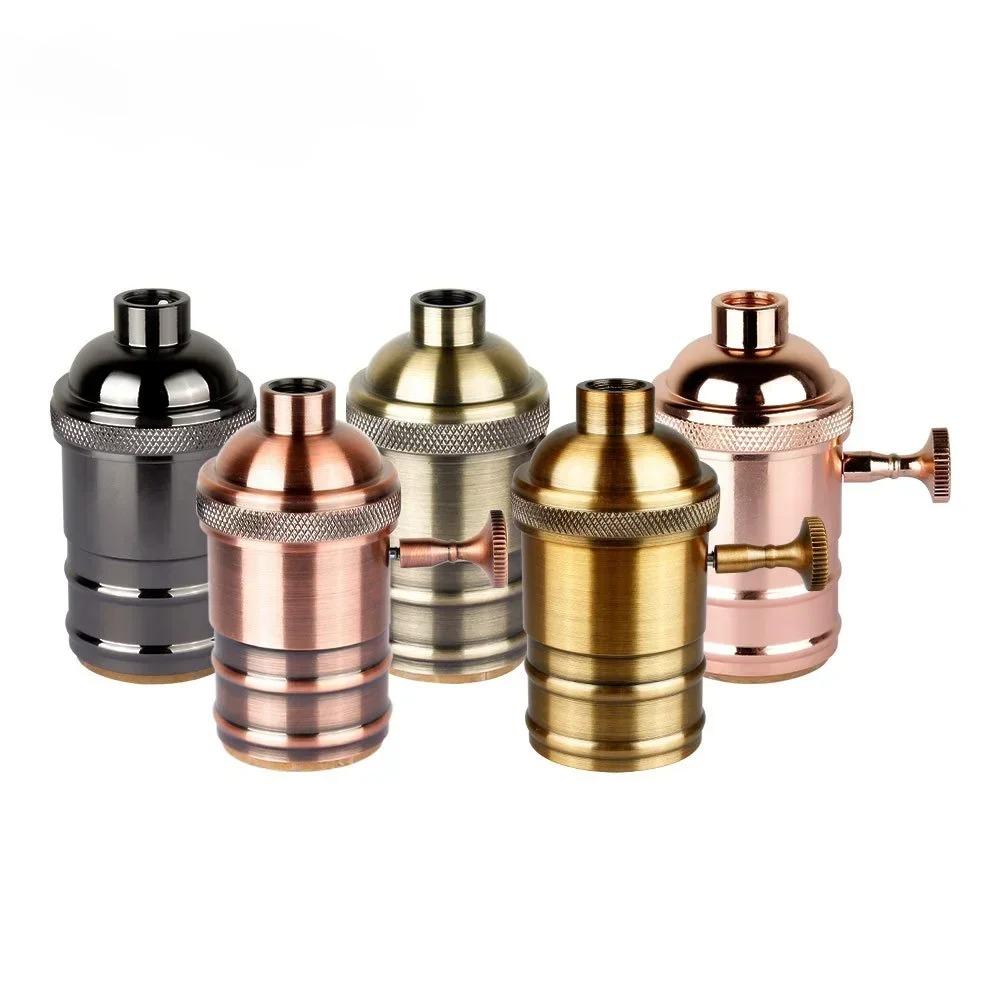 1/5PCS Vintage E26/E27 Retro Vintage Edison Industrial Light Bulb Lamp Holder Socket With Switch Copper Pendant Lamp Holder