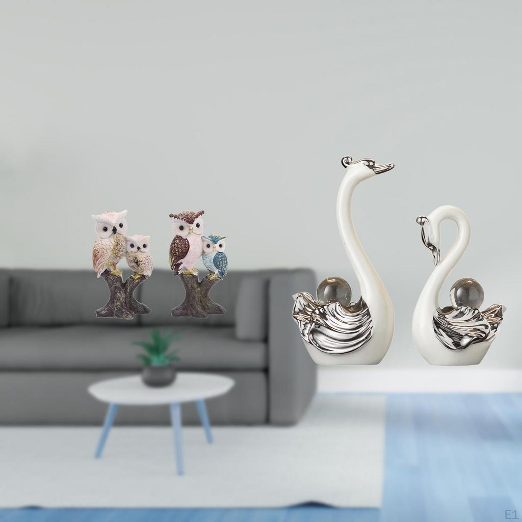 Swan Porcelain Figurine Realistic Animal Sculpture Cute Decorative Statue Crafts Gifts for Living