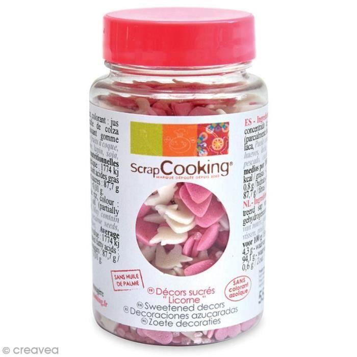 Pot de décors sucrés - Licorne - Rose et blanc - 50 g