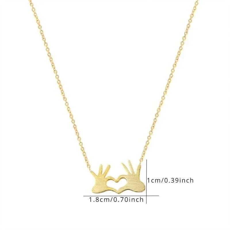 Palm Pendant Necklace Environmentally Friendly Electroplated Gold and Silver Heart Necklace Collar Pendant Jewelry Chain