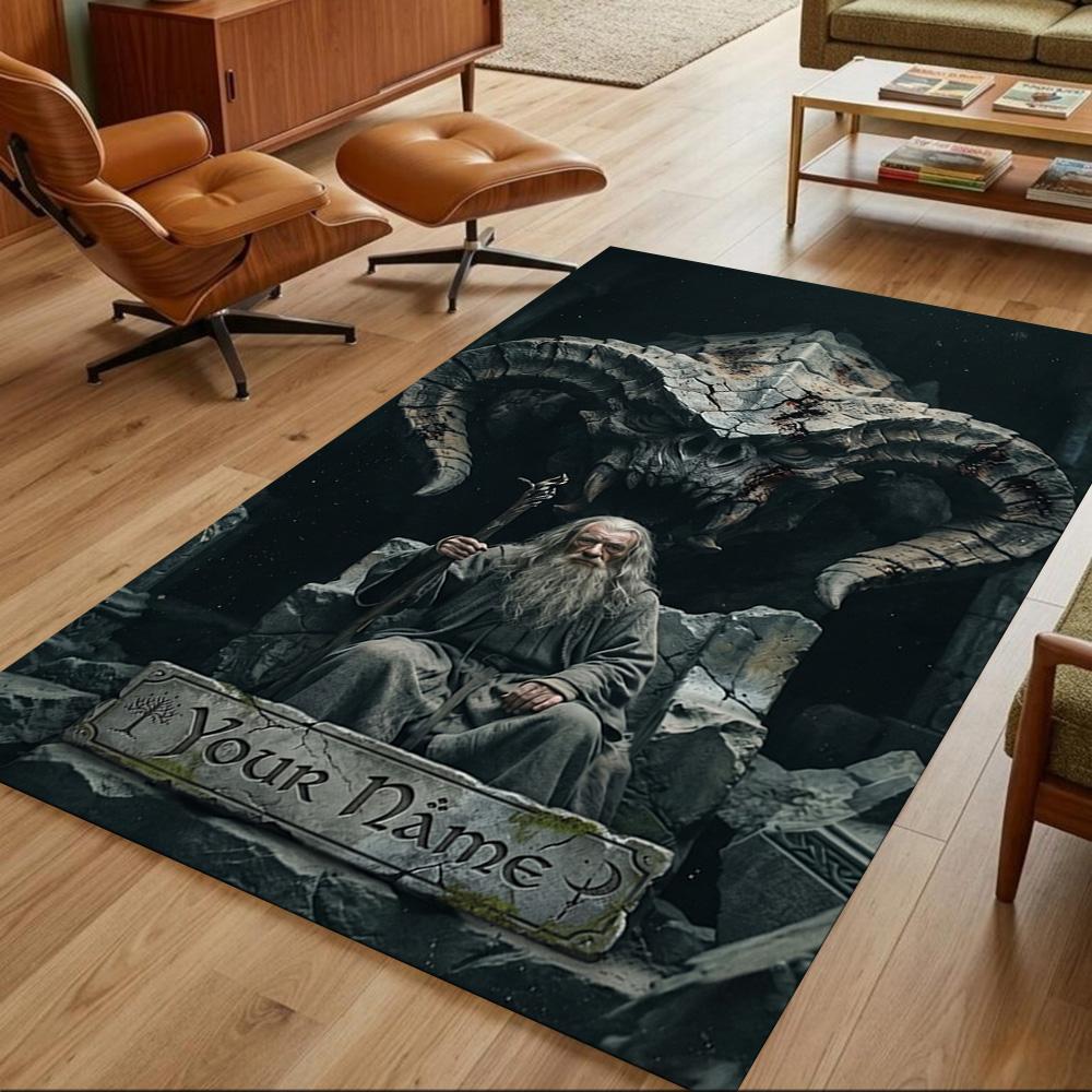 Lord Rings Customized Name Floor Rug Office Rug Suitable for Balcony Foyer Game Room Decorate room Anti-slip Rug Decorate Offices