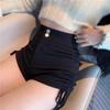 2024 Women's High-Waist Black Drawstring Shorts: Sexy, Versatile, and Trendy for Spring and Autumn