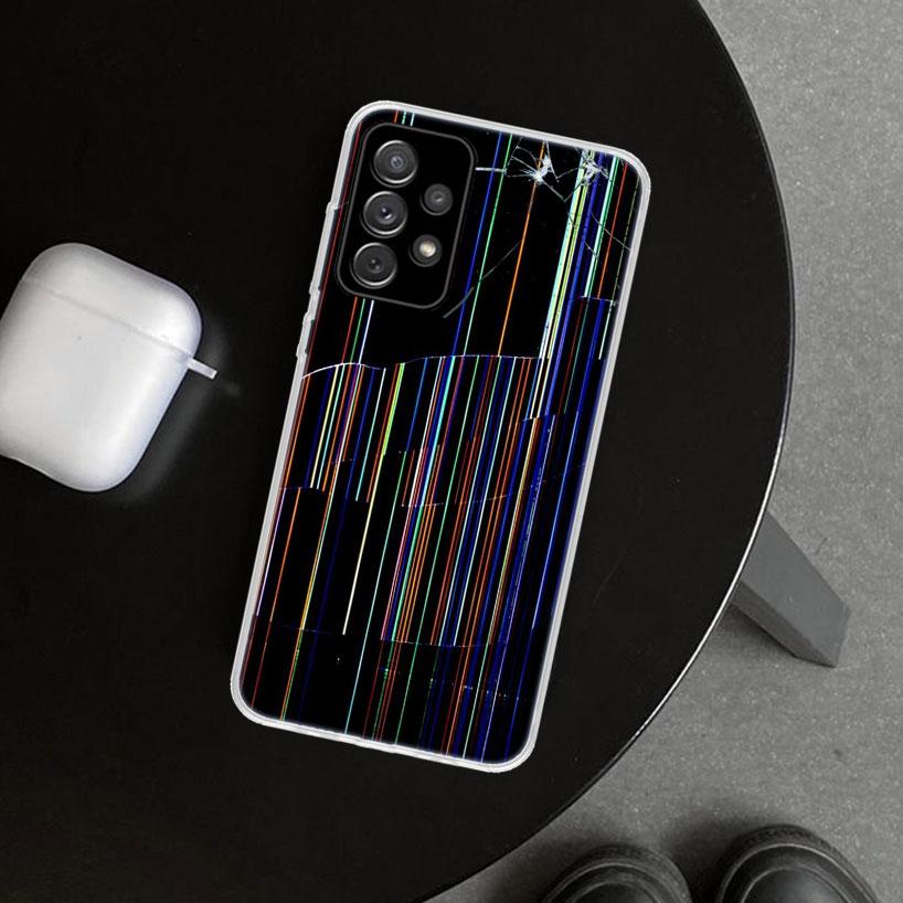 Broken Phone Screen Phone Case Cover for Samsung Galaxy A12 A22 A32 A52 A72 A02S A51 A50S A31 A20S A10S Note 20 Ultra 10 Plus Ga