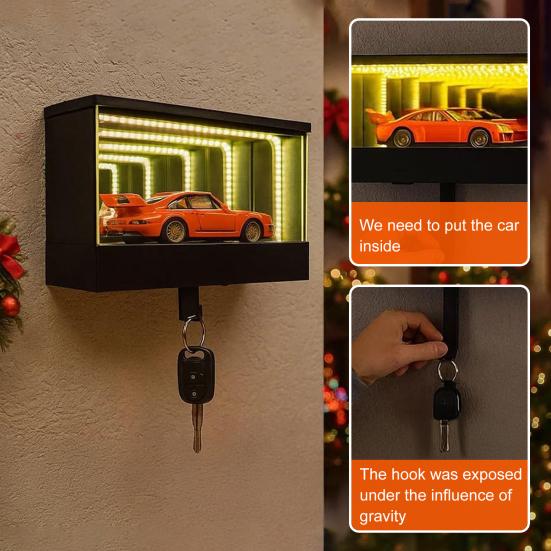 Infinity Garage Key Holder LED Light-Up Car Key Rack with Tunnel 3D Illusion Key