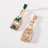 Pinkdudu Vintage Champagne Bottle Drop Earrings Fashion Alloy Inlaid Rhinestone Pearl Dangle Earrings for Women Jewelry PD610