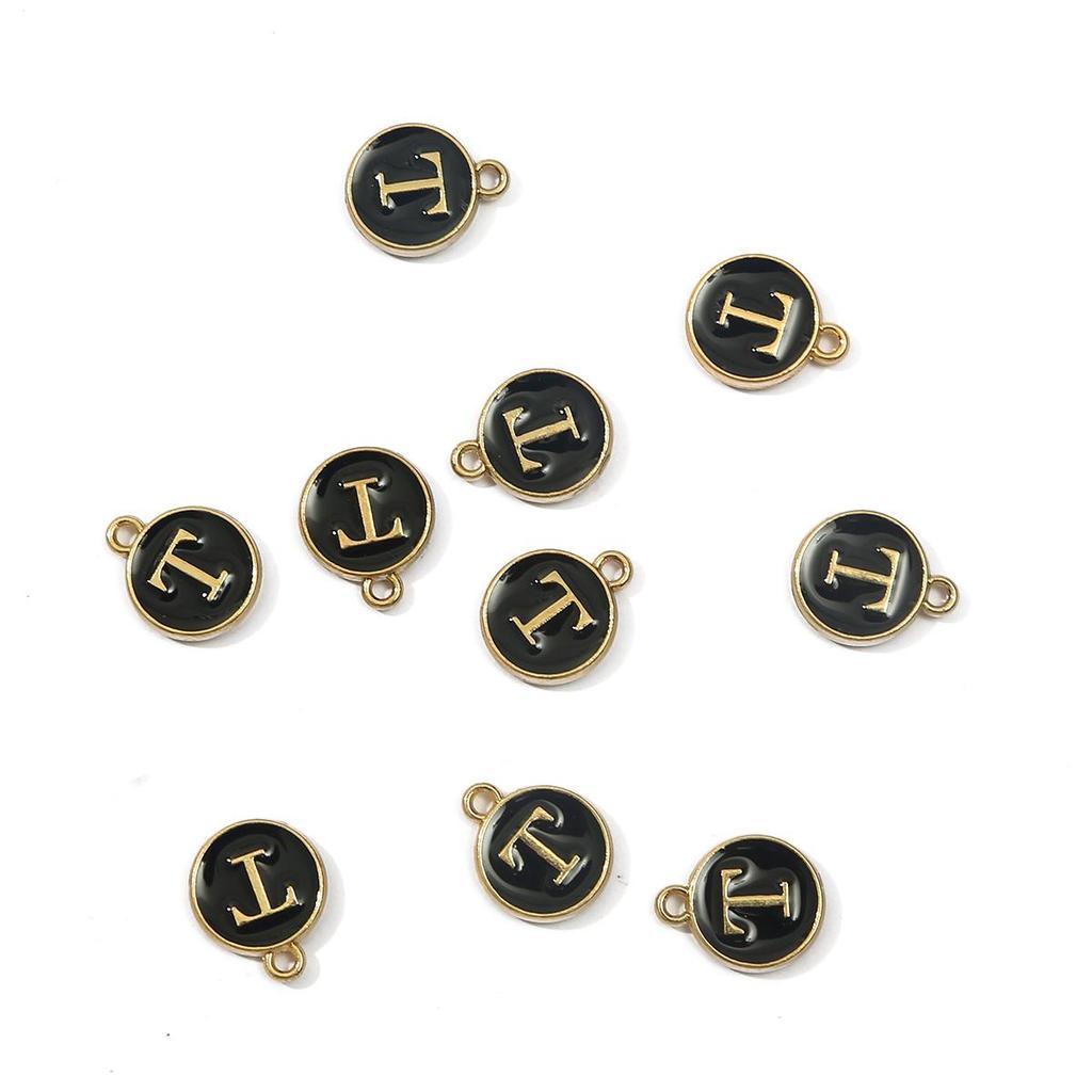 10Pcs 12x2.5mm Alphabet Double Face Charms Pendant Beads for Jewelry DIY Findings