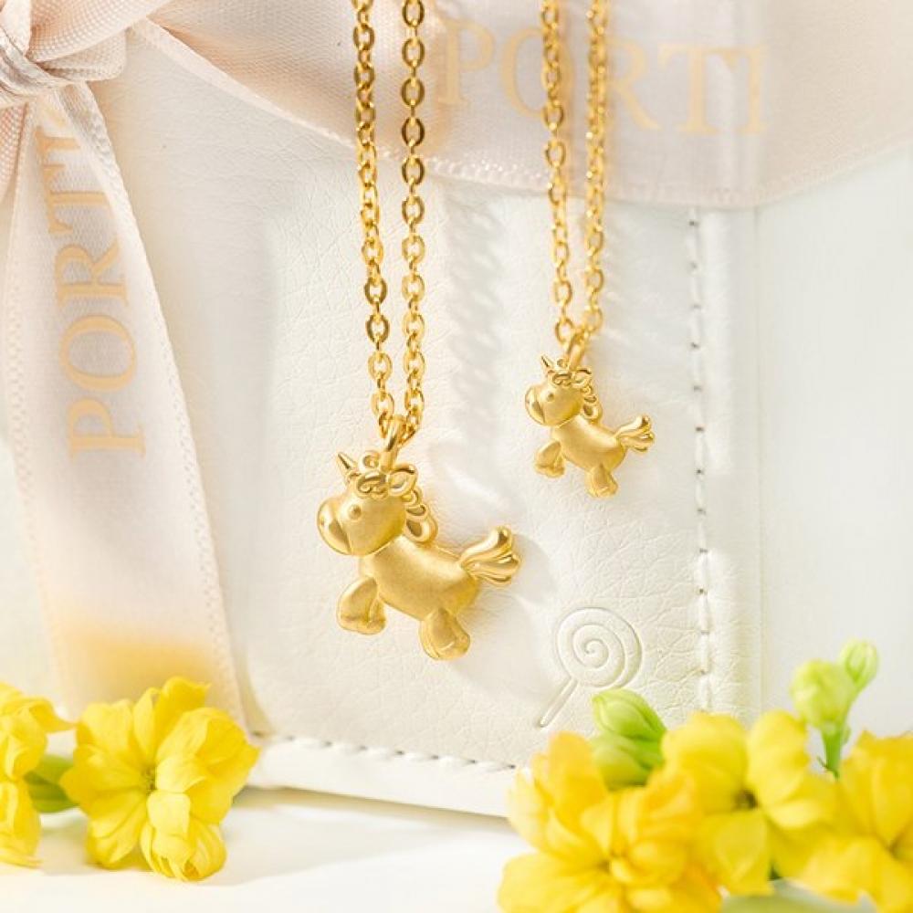 Porti 24k Gold Unicorn Pendant Necklace 1.875g