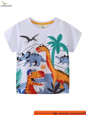 New Boys' Dinosaur Print T-Shirt – Spring/Summer Collection, Toddler & Kids Short Sleeve Top