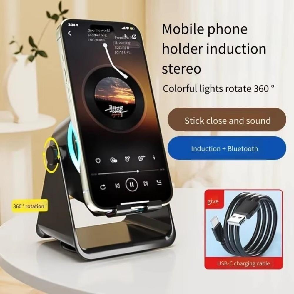 360 Rotation Wireless Induction Audio Magnetic Magnetic Bluetooth Speaker  Tablet Bracket