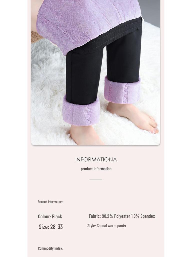 Women's Thickened Wool Denim High Waist Winter Pants - Plus Size Cashmere & Velvet Warm Cotton Elastic Pants
