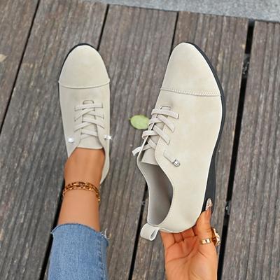Fashion Women's Spring and Autumn Flat Shoes New Pointed Toe Deep Mouth Front Lace-up Soft Sole Non-Slip Plus Size Single Shoes