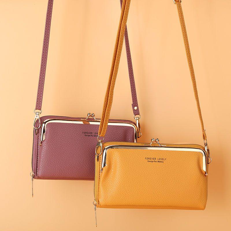 Mobile Phone Bag Female Litchi Grain Messenger Bag Student Versatile Dual-purpose Purse Fashion Makeup Bag Mini Bag