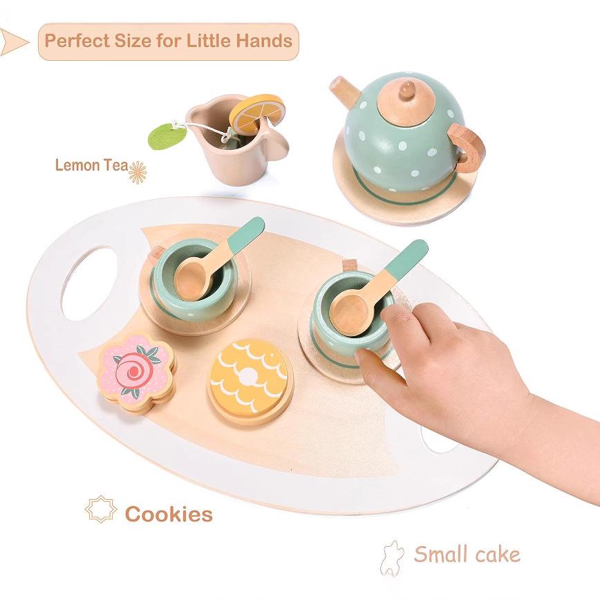 

Toddler Tea Party Dessert Cake Set - Wooden Kitchen Pretend Play Toy