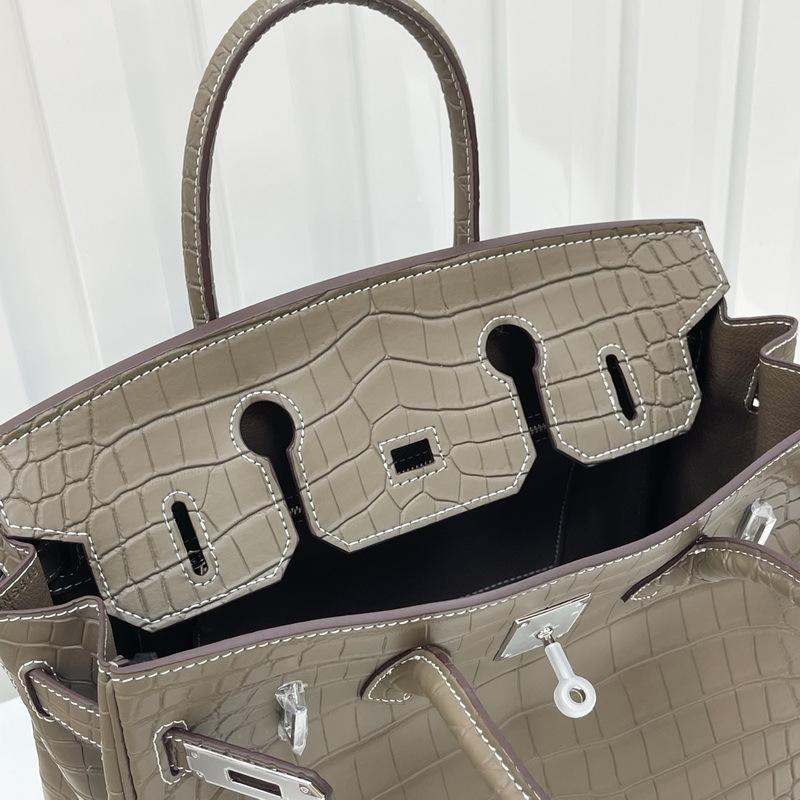 New Leather Women's Bag Crocodile Pattern Leather Matte 2530CM Platinum Bag Classic Versatile Portable