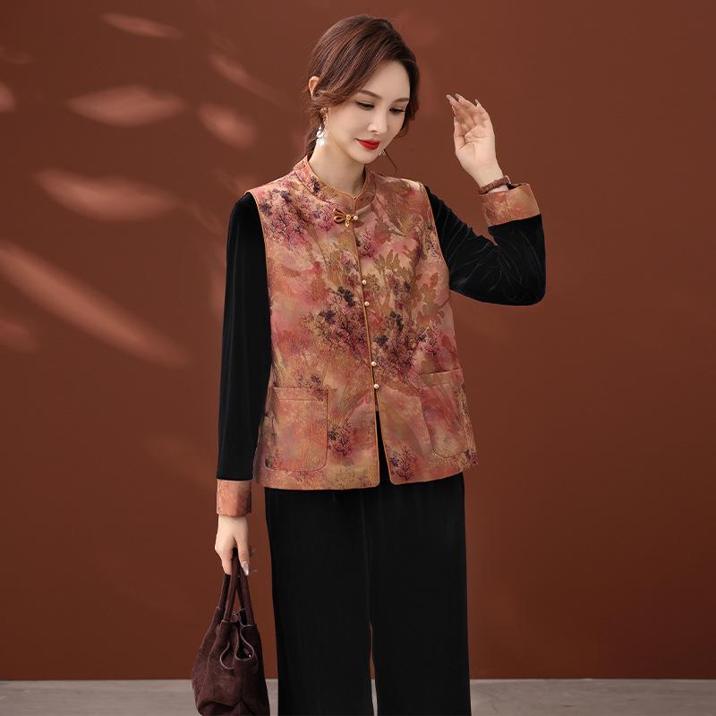 Frühlings- & Herbstweste-Set für Frauen mittleren und höheren Alters - Ärmellose Jacke im neuen chinesischen Stil