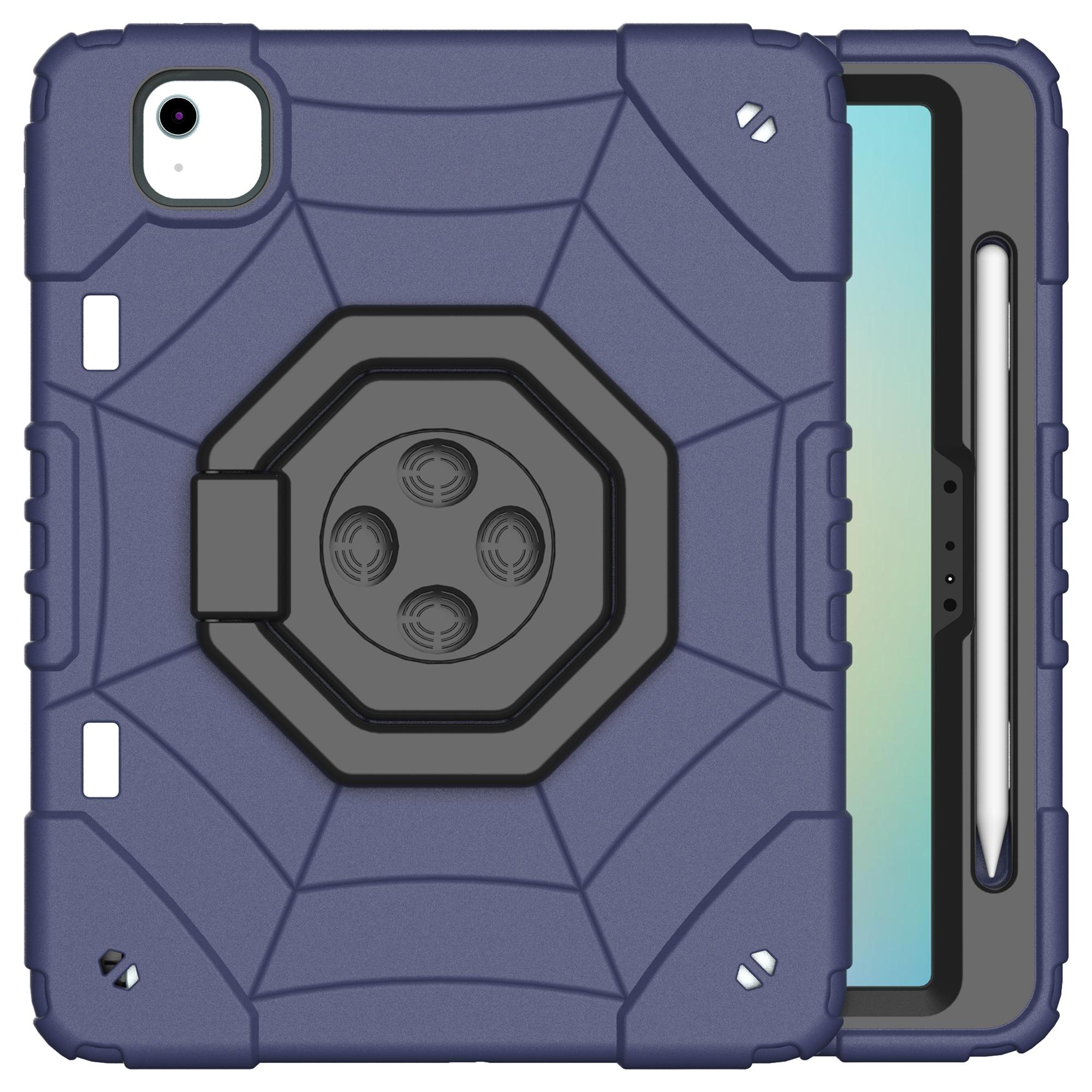 

For iPad Air 11 (2025)/(2024) M2 Case TPU+PC Fidget Tablet Cover with Handle Kickstand and Pencil Holder Navy Blue+Black