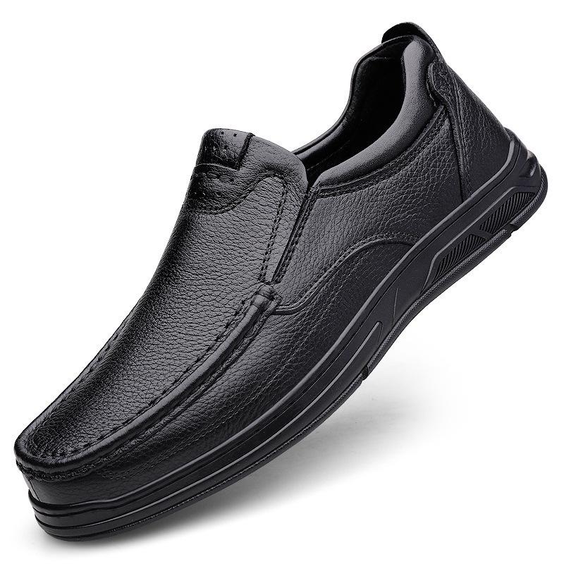 Men's Breathable Leather Casual Shoes - Non-slip, Soft Sole, Size 45-46, Business Formal Shoes