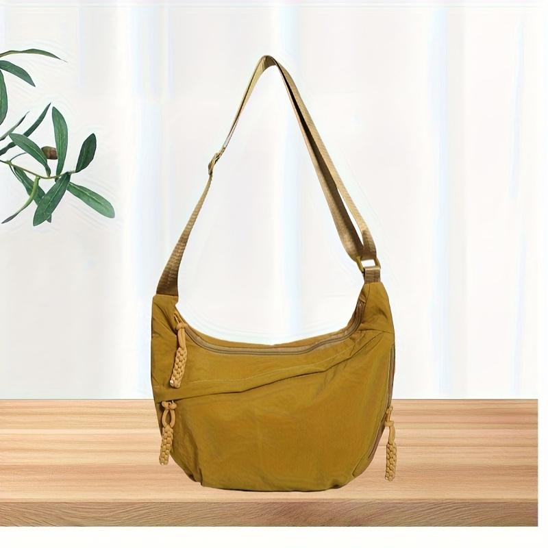 SZwatch Lichtgewicht Grote Capaciteit Effen Kleur Crossbody Tas met Rits, Duurzame Polyester Schoudertas voor Dagelijks Gebruik, Schoudertas Minimalistische Tas geel