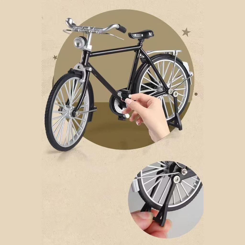 18x10x3cm Retro Aluminum Alloy Bicycle Model Toy Simulated Mechanical Bike Collection Ornament Classic Vintage Mini Bike Decor