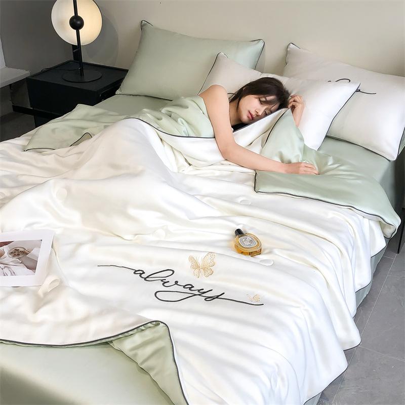 Home Bedding Quilt New Ice Cool Summer Bedding Set 1/Four Piece Twin Full Size Oversized Duvet Sheet Pillow Case