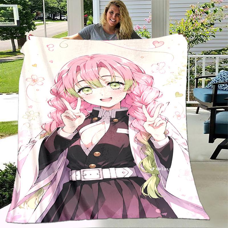 1 Stück Decke - Nezuko Demon Slayer Kanroji Mitsuri Druckdesign, Leichte Decke für Sofa, Bett - Weich & Warm, Geschenk für Alle Jahreszeiten