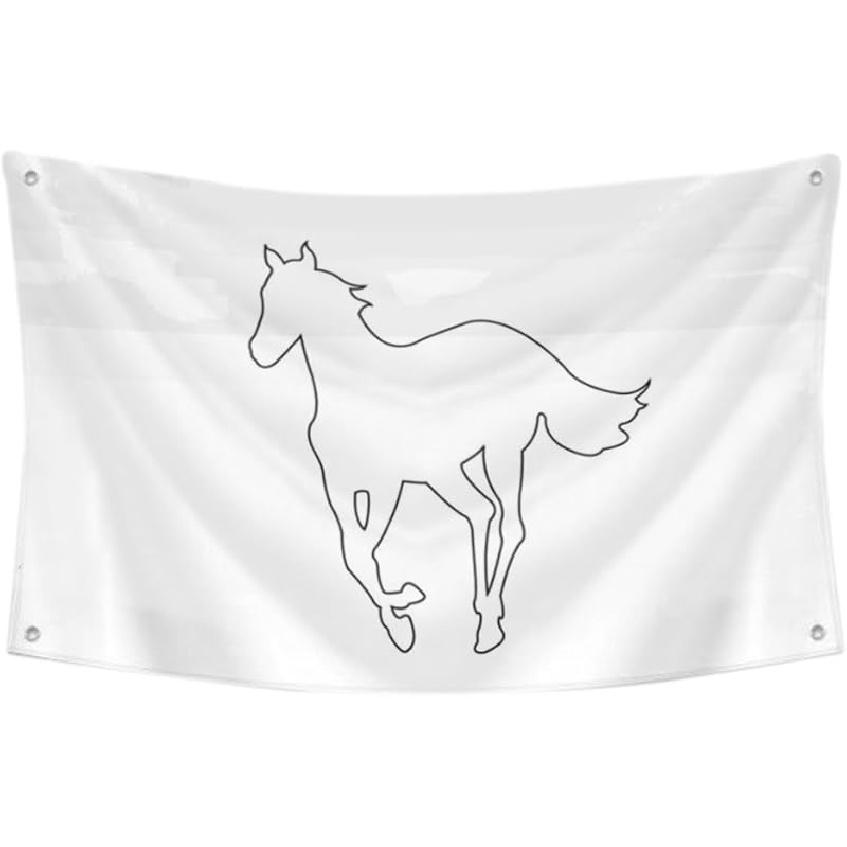 White Pony Flag Alternative metal band Banner Tapestry College Decor 3x5 Feet Indoor Outdoor Poster (Black) белый