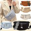 Stylish Women'S Waist Bag Perfect for Casual Sports Multifunctional Bohemian Color-Blocked Strap Spacious Crossbody Design, Double-Sided Zipper