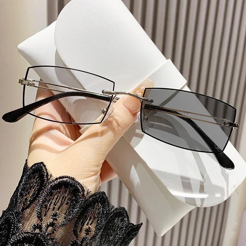 

Light Sensitive Color Changing Presbyopia Glasses Frameless Anti Blue Light Eyewear High-Definition Business Reading Eyeglasses 0