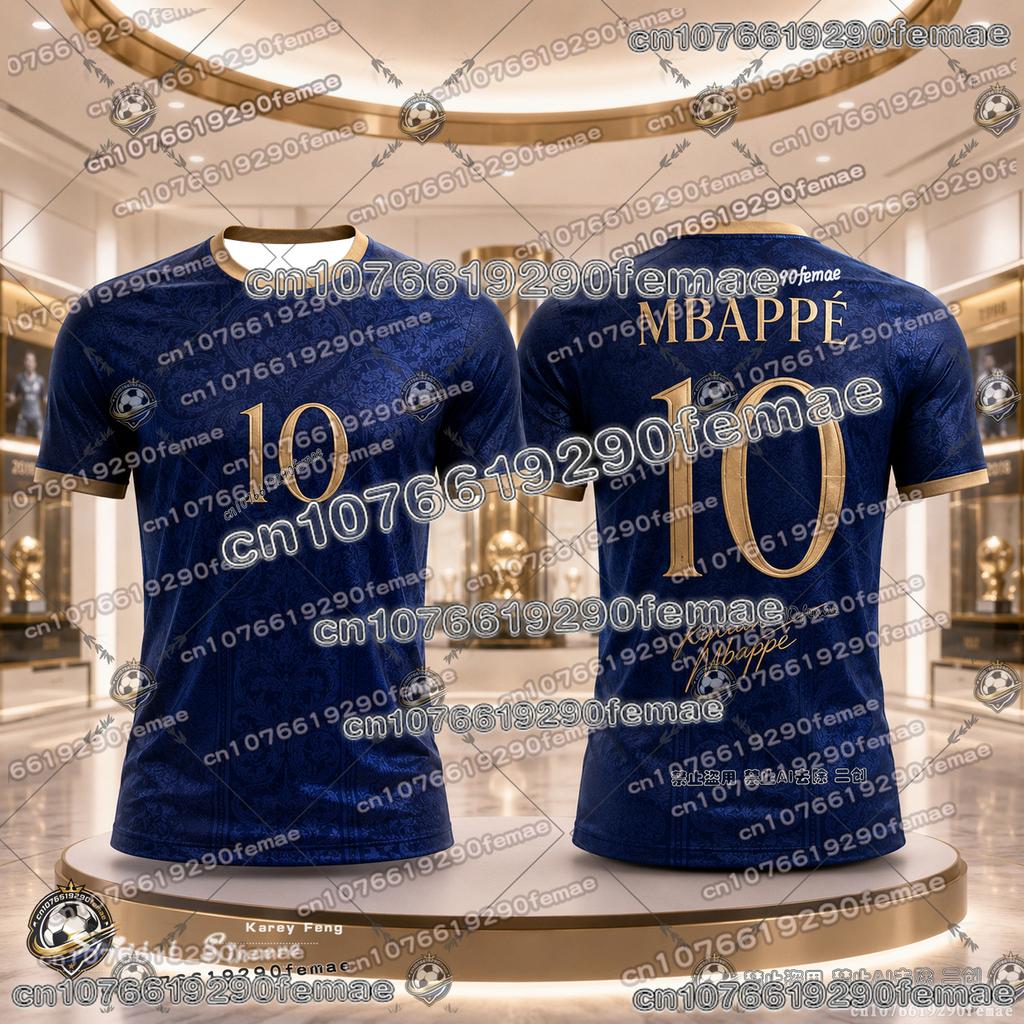 2026 France Soccer Fan T Shirt Mbappe No 10 Dembele No 7 Kids Adults Quick Dry High-quality Football Shirt Family Matching Top