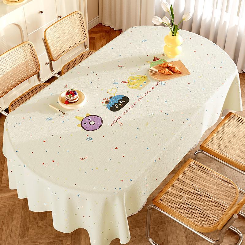 Luxury Cartoon Printed Waterproof Tablecloth High-End Lambskin Table Cover for Living Room Soft Easy-Care Furniture Protector