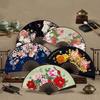 Silk Cloth Folding Handheld Fan Handmade Dance Fan Portable Bamboo Fan  Art Fans