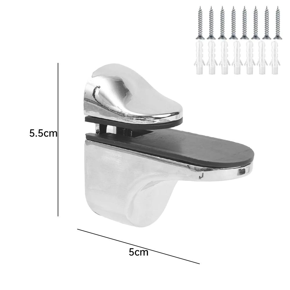 2/6pcs Zinc Alloy Glass Shelf Bracket Wall Mounted Bathroom Support Shelf Brackets Holder Adjustable Wood Shelves Glass Clamps
