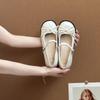 Retro one-word buckle bow Mary Jane shoes women's summer new fashion versatile single shoes small leather shoes