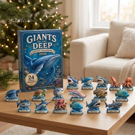 Christmas Party Favors for Children 2026 Ocean Creature Advent Calendar, 24-Day Acrylic Ornament Set with Holiday Decoration Bedroom Marine