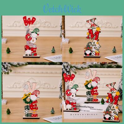 Christmas Gnome Desktop Figurine Wooden Christmas Decor With Printed Letters For Holiday Display