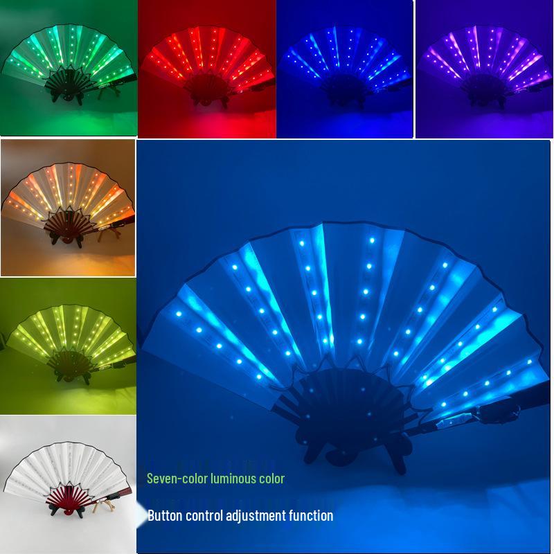 Rose Lace Edge LED Folding Fan - Wedding Gift & Dance Prop