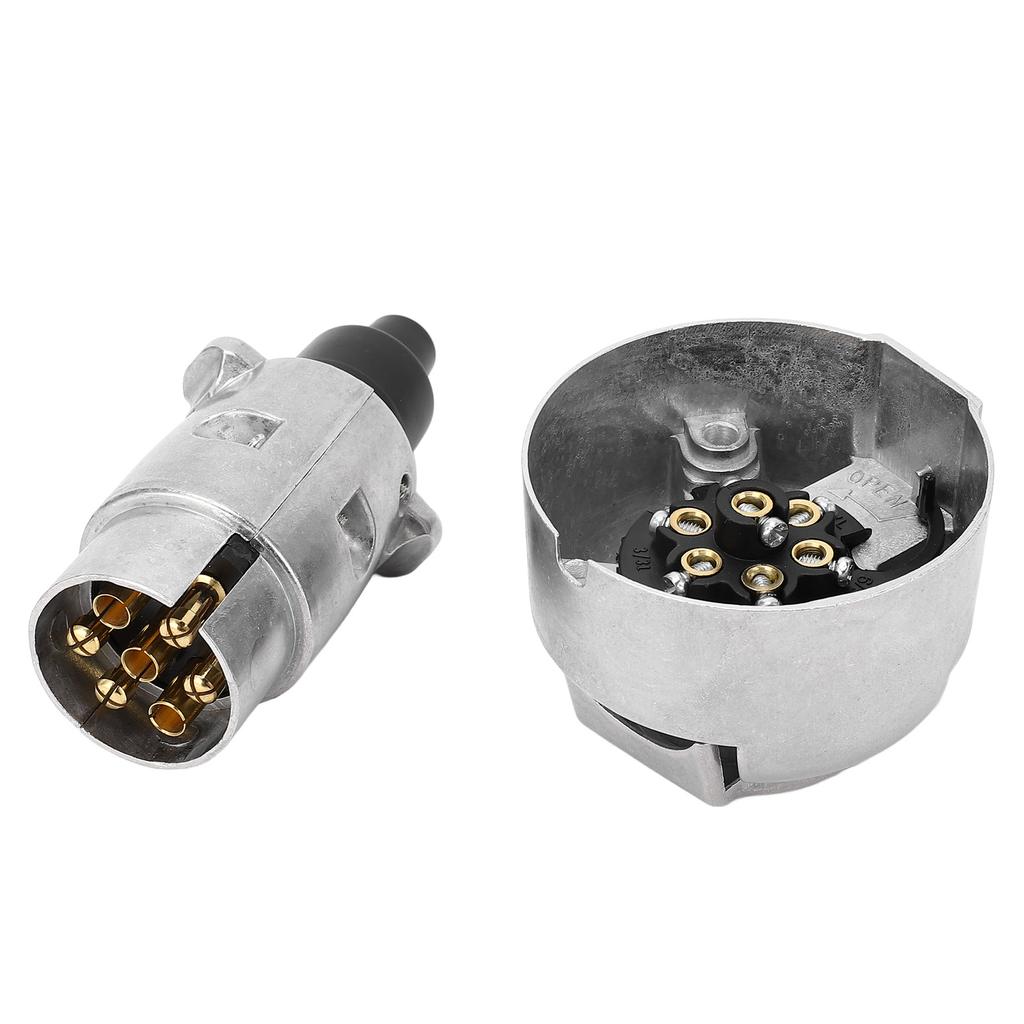 7 Pin Trailer Plug Socket European Standard Aluminum Trailer Trailer Connector Adapter for RV Boats 12V