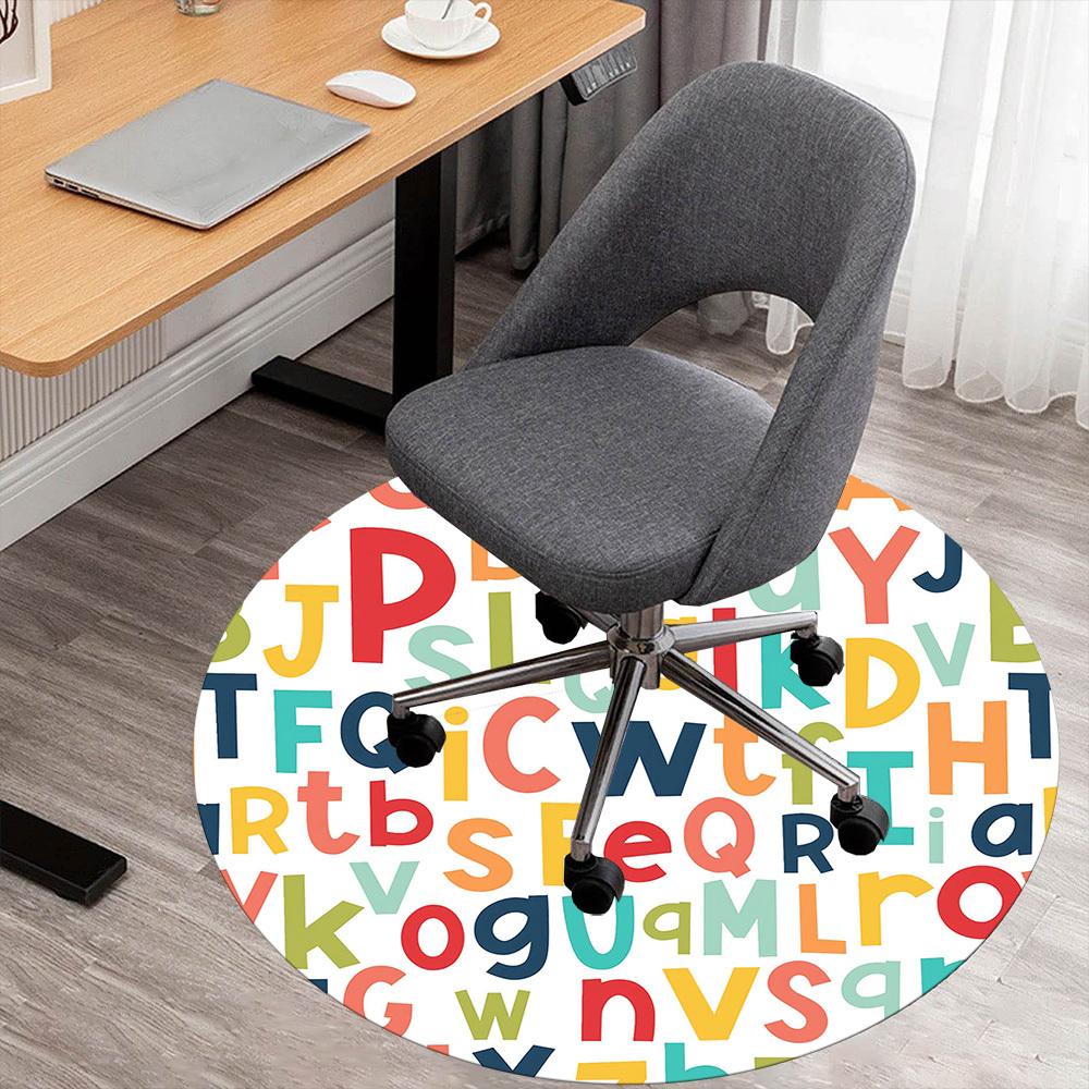 

1pc alphabet colorful Round Chair mat Area Rug - Non-Slip, Floor Mat for Office, Bedroom, and Indoor Decor -1002136 80cm by 80cm