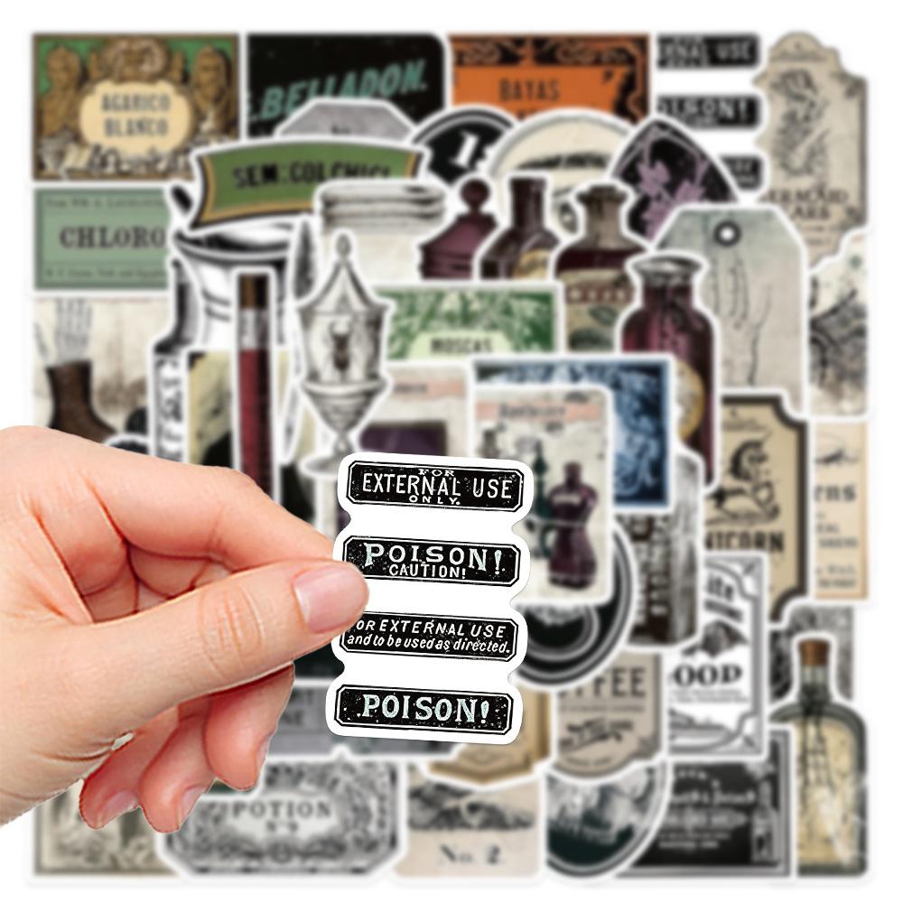 10/30/50pcs Goth Vintage Potion Label Decoration Stickers DIY Suitcase Skateboard Bottle Laptop Cool Cartoon Sticker Decals Toys