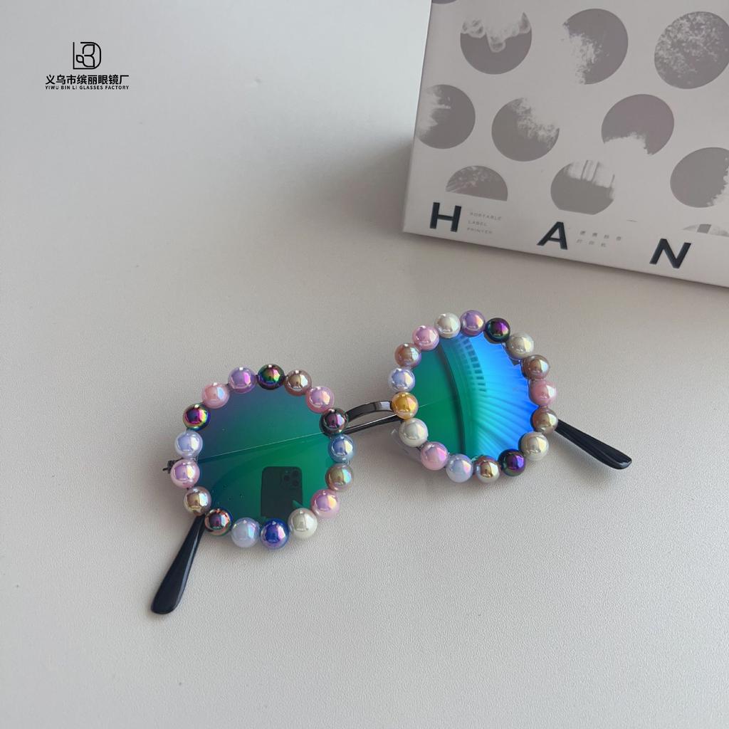 Fashion Diy Metal Round Frame Children'S Sunglasses Travel Sunscreen Uv Protection Concave Shape Baby Sunglasses Glasses