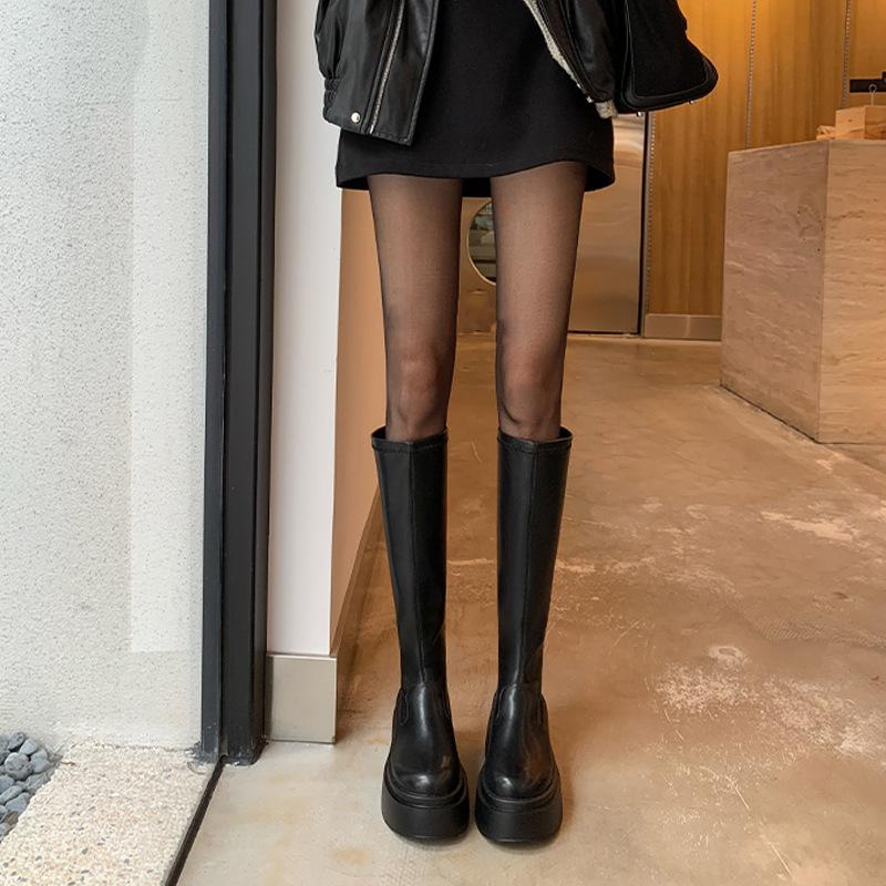 Long Legs Project~ Shorty Le Platform Boots Women's 2025 Elastic Medium Boots Women's Skinny Boots Long Tall Knight