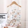 New Kids Tops+shorts Set Summer Thin Baby Cotton Vest Sleeveless Loungewear Set for Girls Suit