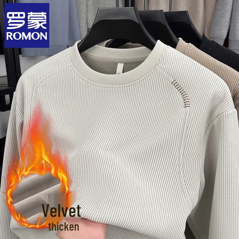 Romon Men s Casual Round Neck Tops L