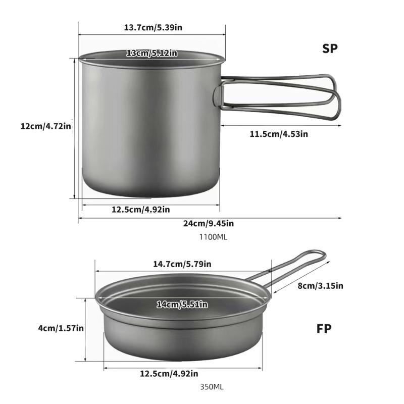 Metal Camping Pots Outdoor Cooking Pots with Folding Handle Camping Cookware for Camping Hiking Picnic Travel