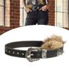Edgy Punk Plush Waist Belt with PU Leather Trim Waist Cincher Gothic Design Waist Girdle Clothing Decoration